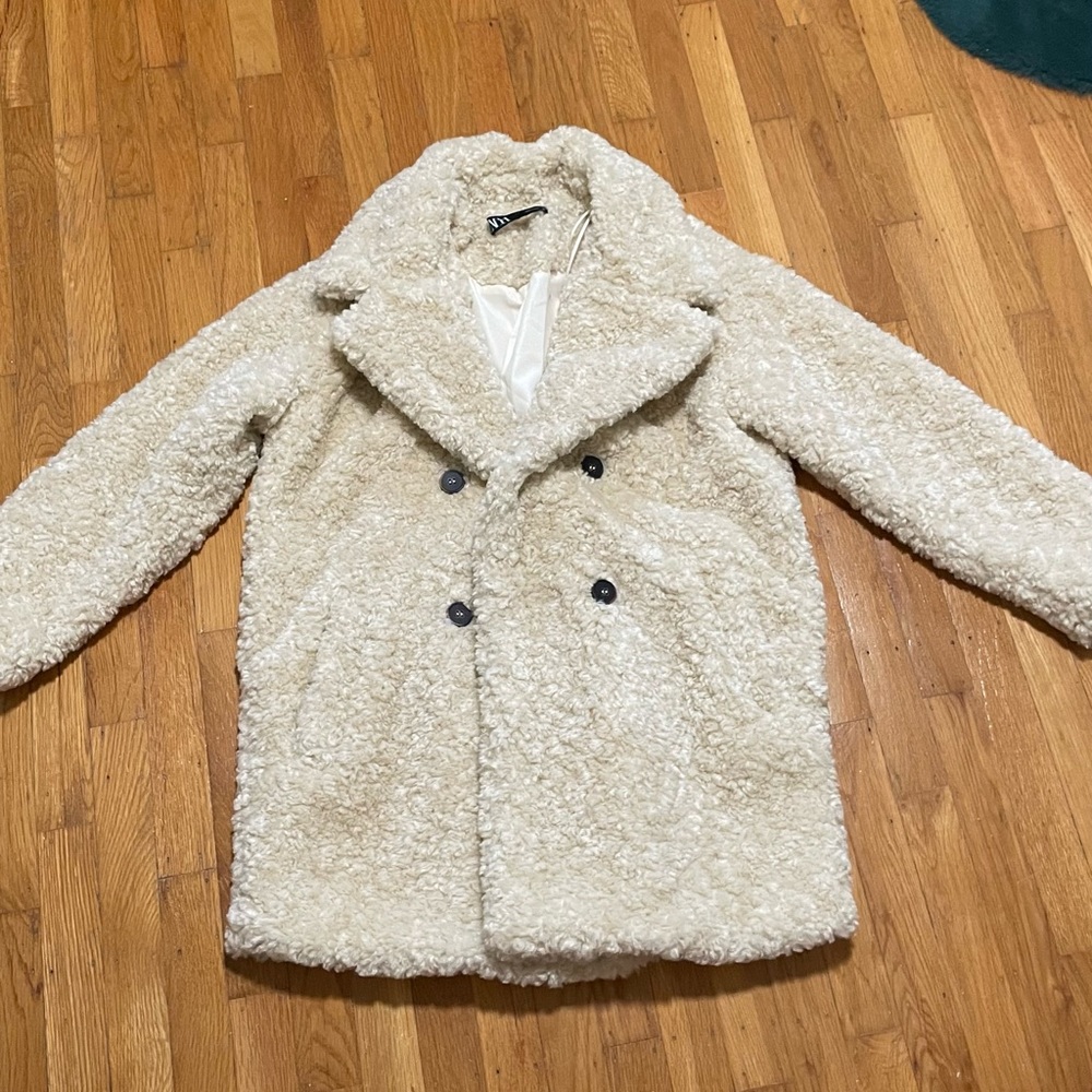Zara Off-White Teddy Jacket